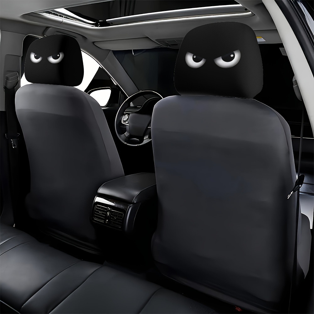 Car Headrest Cover with Black Mysterious Eye Print, Can Be Customized with Label and Image, Popular Cross-Border Product, Universal
