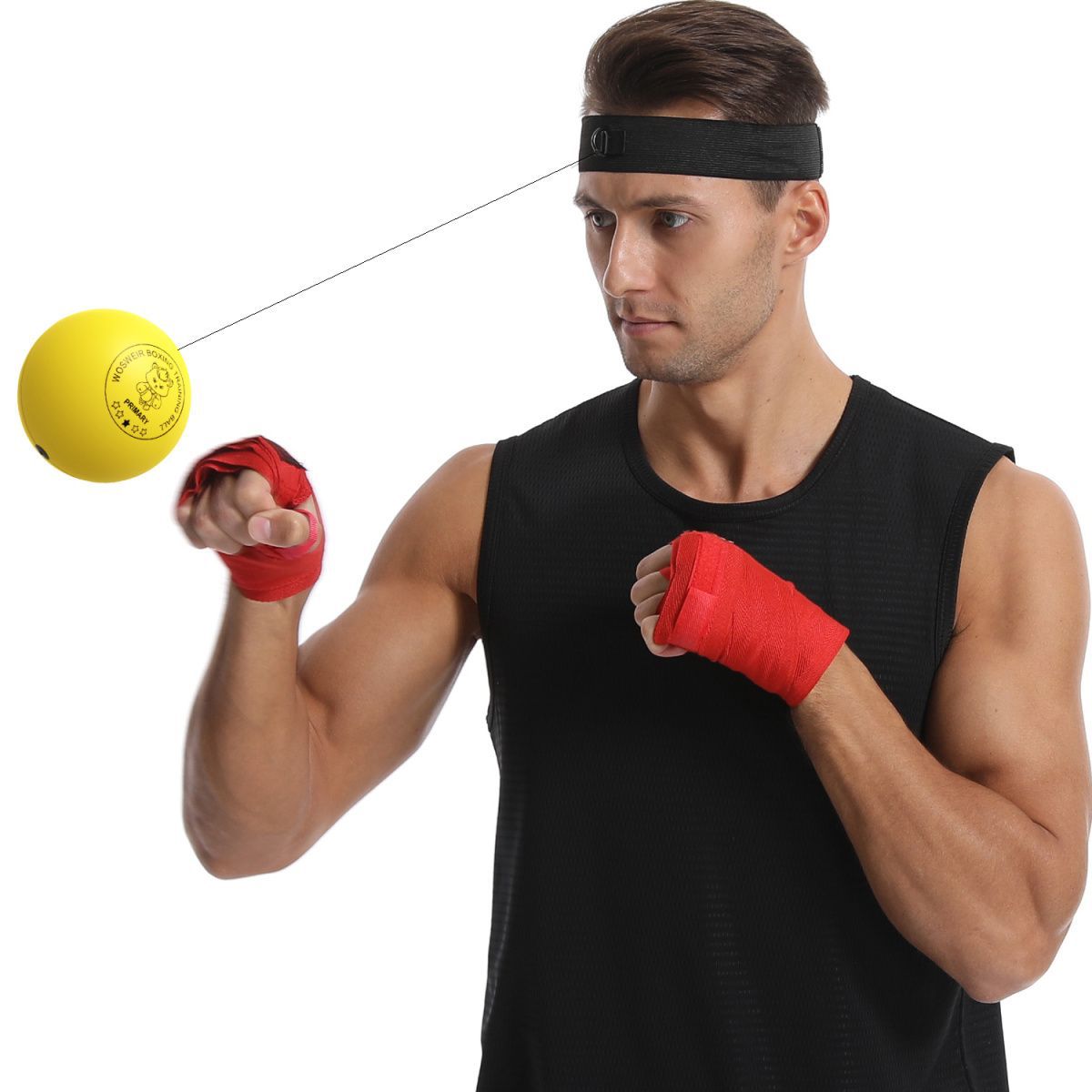 Kopfmontierter Box-Schnellreaktionsball für Heimtraining, Kampfball für Kinder, Stressabbau, glatter PU-Schaum_voghion.com