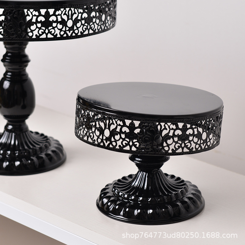 Decoración de Mesa de la boda de estilo europeo apoyos Pastel redondo Placa de hierro de alta pierna estante de la torta plato de fruta bandeja de postre image 2
