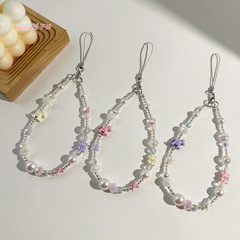 ins小眾少女粉夢幻串珠diy手機掛繩仙氣合金裝飾ccd相機包包掛件