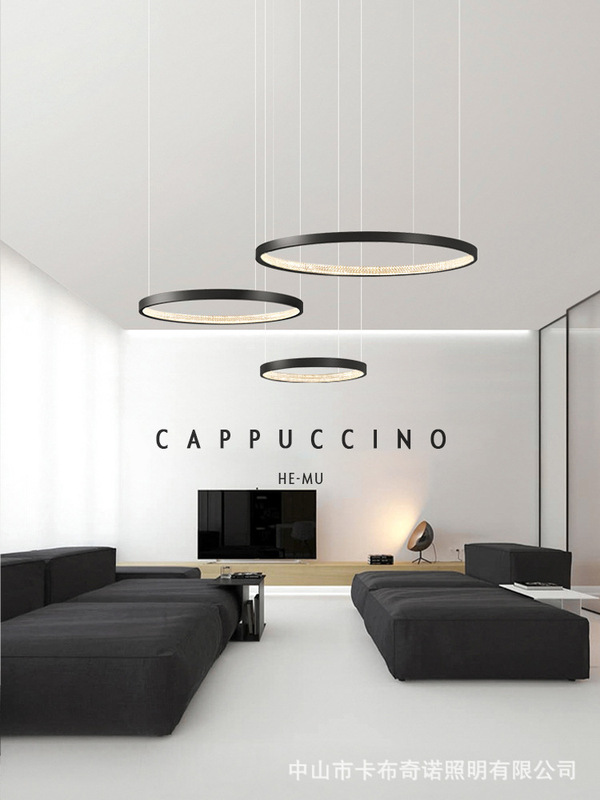 All Copper Living Room Chandelier Villa Modern Simple Light Luxury Ring Nordic Bedroom Duplex Building Designer Dining Room Chandelier