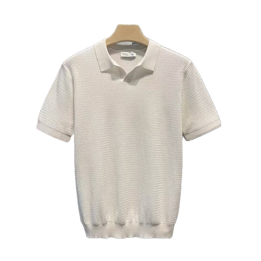 Polo camiseta camiseta de punto camiseta de manga corta camiseta hombre cuello en V seda de hielo verano fábrica transfronteriza mayorista camiseta de polo de hombre