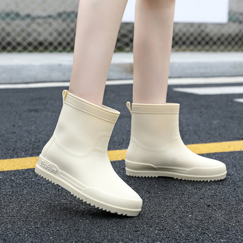 Women's Short Rain Boots, Non-slip and Durable, for Seaside Activities, Fishing, Waterproof and Warm, Integrated Rubber Shoes, Kitchen Rain Boots