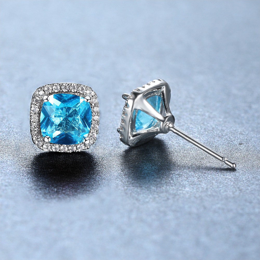 Fashion Geometric Copper Inlay Zircon Ear Studs 1 Pair