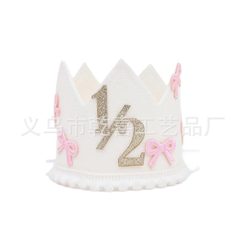 Suministros de decoración para fiesta de cumpleaños de 1/2 año, pancarta, bandera, adorno para pastel, gorro de cumpleaños, corona, una bandera para silla alta