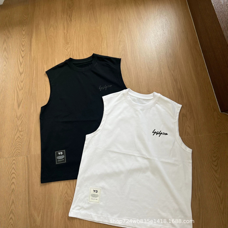 2026 Y3T-Shirt Vest High-Quality Men's Sleeveless Summer Sports Fitness Loose Heavyweight Pure Cotton
