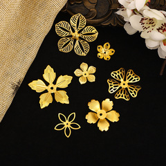 diy古風金色五瓣花鐵花片手工新娘步搖頭飾漢服喜扇材料飾品配件