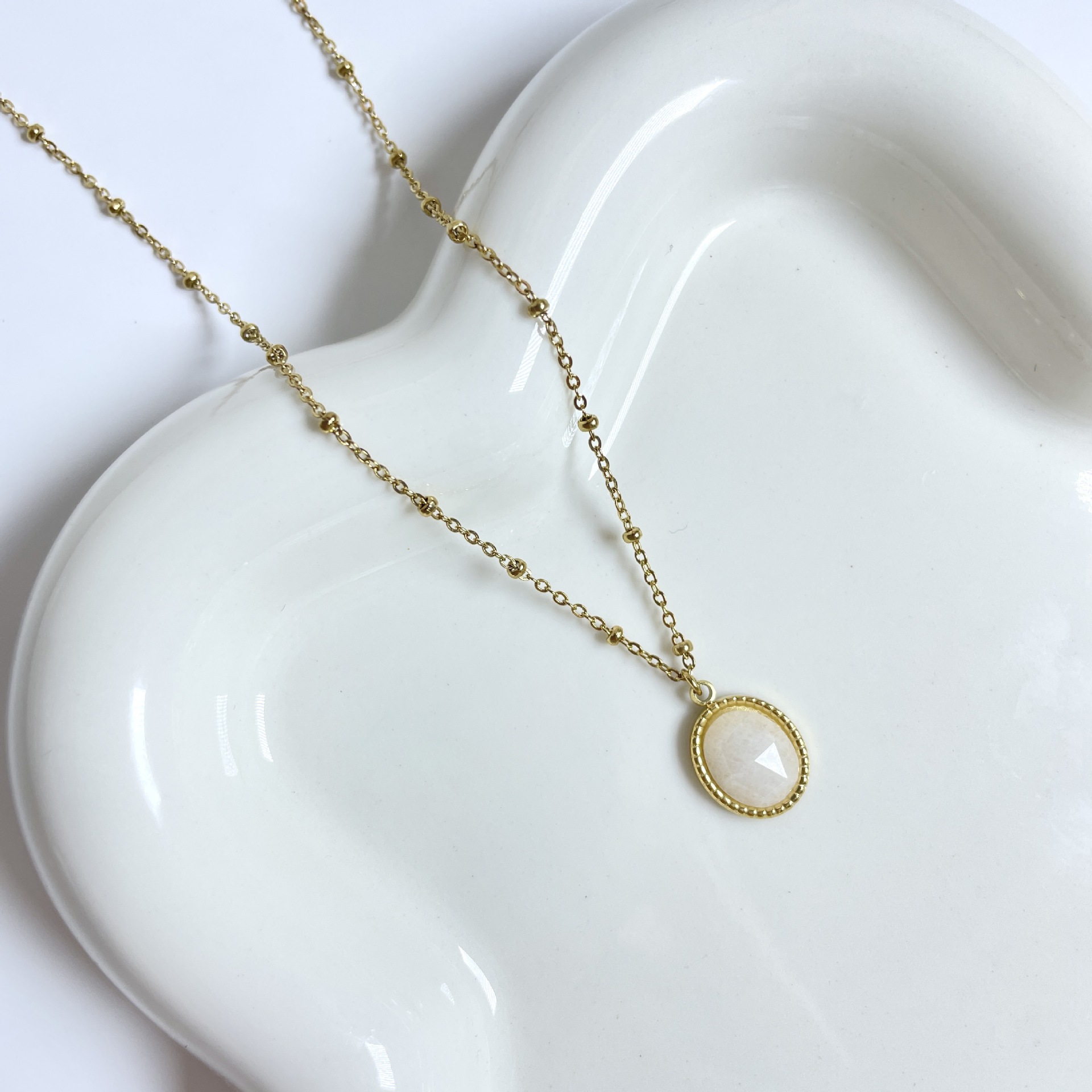 Simple Style Geometric Natural Stone Titanium Steel Pendant Necklace In Bulk display picture 8