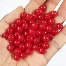 6~16mm红色珠子配件实色珠diy红色仿玉珠子有孔手工编织饰品