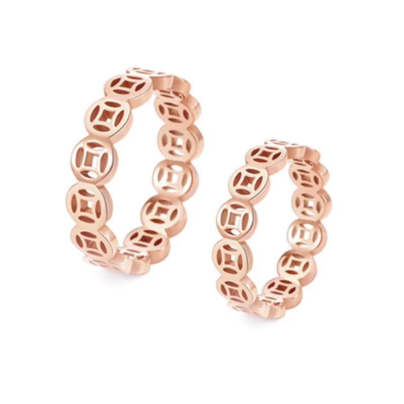 Europe and the United States cross-border QF creative new hot stainless steel hollow lucky copper ring stainless steel jewelry wholesale