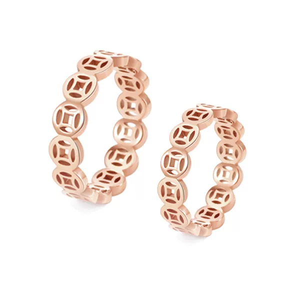 Europe and the United States cross-border QF creative new hot stainless steel hollow lucky copper ring stainless steel jewelry wholesale