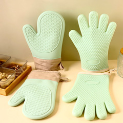 Five-finger silicone and cotton gloves with edges, widened silicone insulation gloves, baking oven and microwave oven gloves
