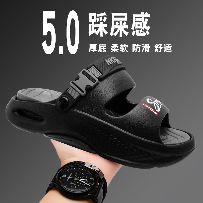 Zapatillas de hombre 2025 uso exterior de verano sandalias antideslizantes de doble uso conducción deportiva pisando mierda sandalias de playa de gran tamaño