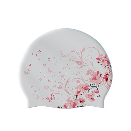 Factory direct sales silicone swimming cap for women, waterproof, non-stretching, plus size swimming cap, fashionable printing, special and comfortable for long hair