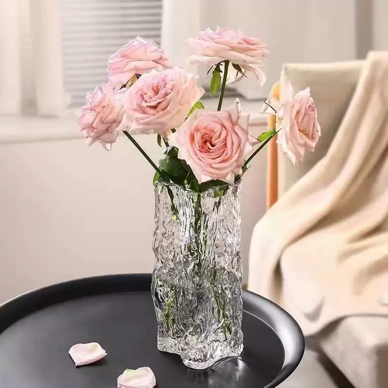 轻奢玻璃花瓶客厅插花高级感水培透明水养创意简约桌面装饰摆件