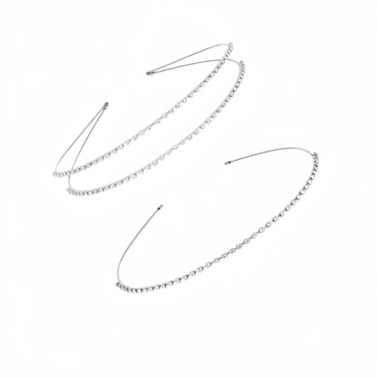 Diadema Doble de Novia con Pedrería y Perlas de Metal para Mujeres