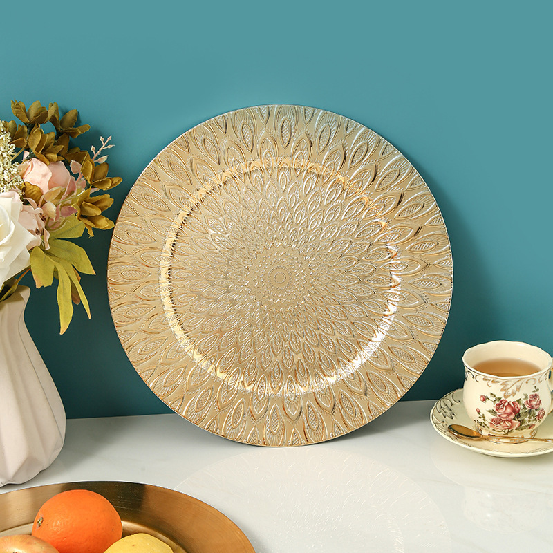 European-Style Plates, Pp Material Plastic Plates with Texture, Wholesale Wedding Plates, Hotel Use, Export, Customizable for Desserts