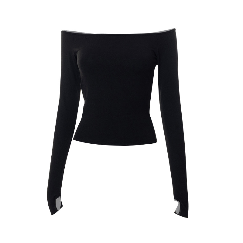 Abbigliamento da donna nuovo top piccolo monospalla a maniche lunghe in tinta unita_voghion.com