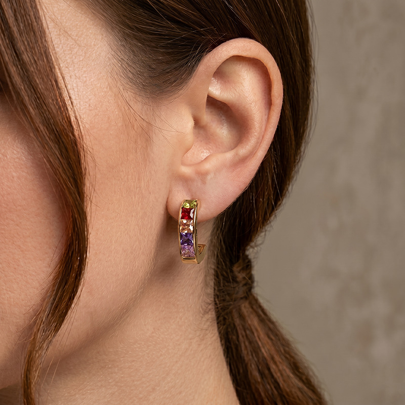 Taina Europa y los Estados Unidos fábrica de acero inoxidable transfronteriza directa venta caliente aretes de diamantes de color geométricos moda aretes de diamantes al por mayor