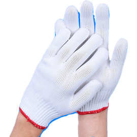 厂家批发10针500克白色尼龙线手套耐磨加大加厚透气工作防护手套