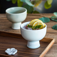 Japanese high-footed water cup for home, hotel, restaurant, ceramic cup, fruit, dessert cup, ice cream cup, creative dish serving vessel