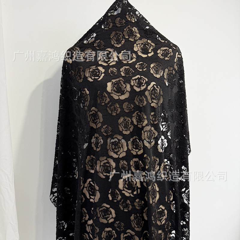 Primavera y verano agujeros jacquard tela de punto tulle suave falda abrigo cardigan tela de moda casual de mujer