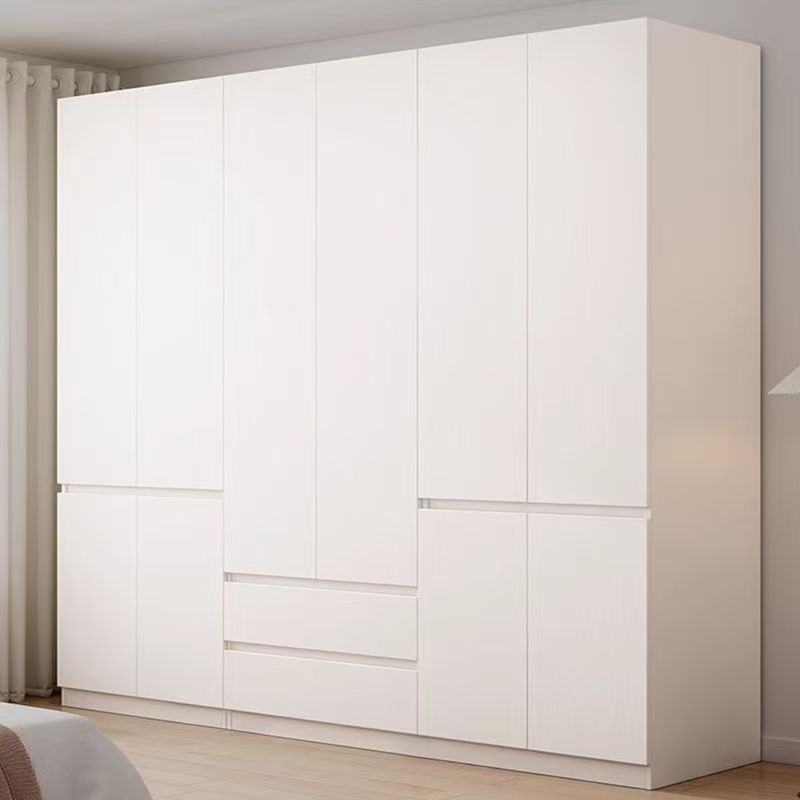 White Solid Wood Wardrobe for Home Bedroom, One-Door to Ceiling, Large Capacity Hanging Wardrobe, Handle-Free, Multi-Functional Large Wardrobe