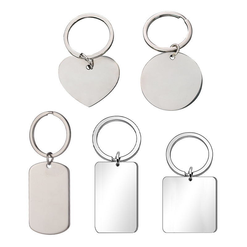 Transición fronteriza Europa y Estados Unidos llavero láser en blanco de acero inoxidable tarjeta de identificación de perro tarjeta de identificación láser grabado llavero de metal colgante