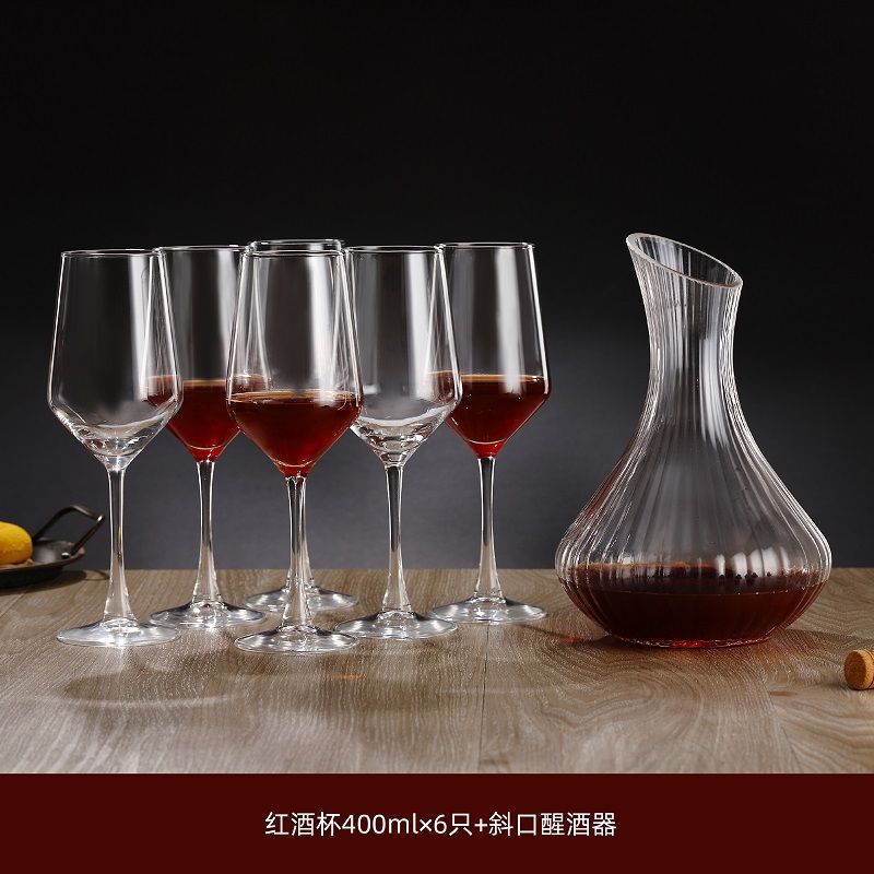 Copa de vino tinto de alto valor de manzana verde Copa de vino de vidrio sin plomo Juego de lujo ligero para el hogar Copa de uva decantador