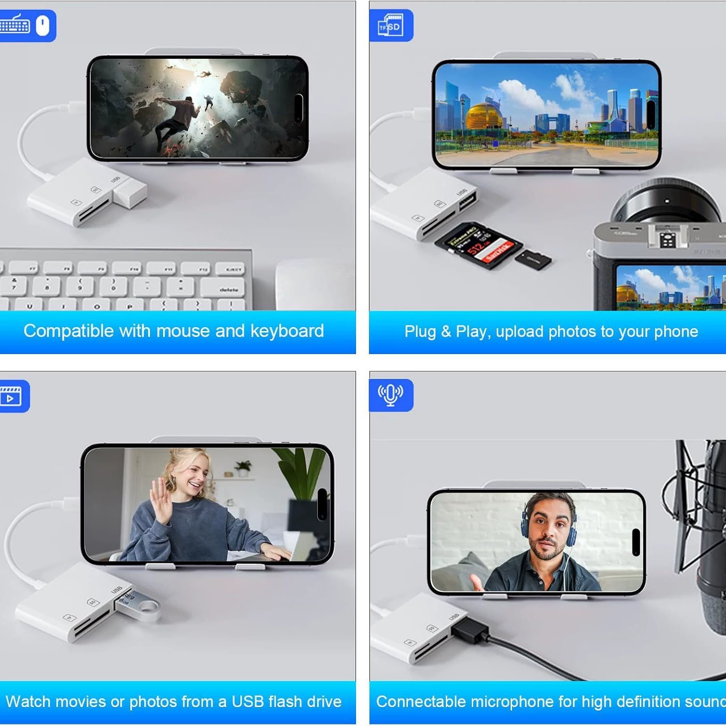 Подходит для Apple OTG считыватель карт три-в-одном соединение камера клавиатурный хаб Lightning к SD TF