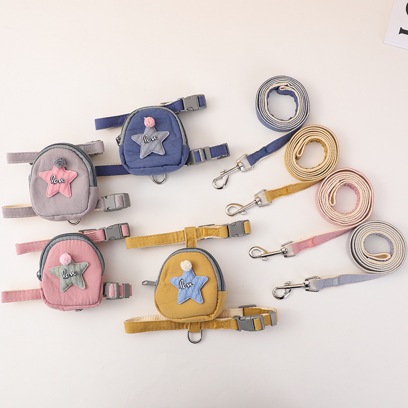 Coleira para cachorro e gato com estrela do mar fofa, colete, mochila, bolsa escolar para atividades ao ar livre, suprimentos para animais de estimação_voghion.com