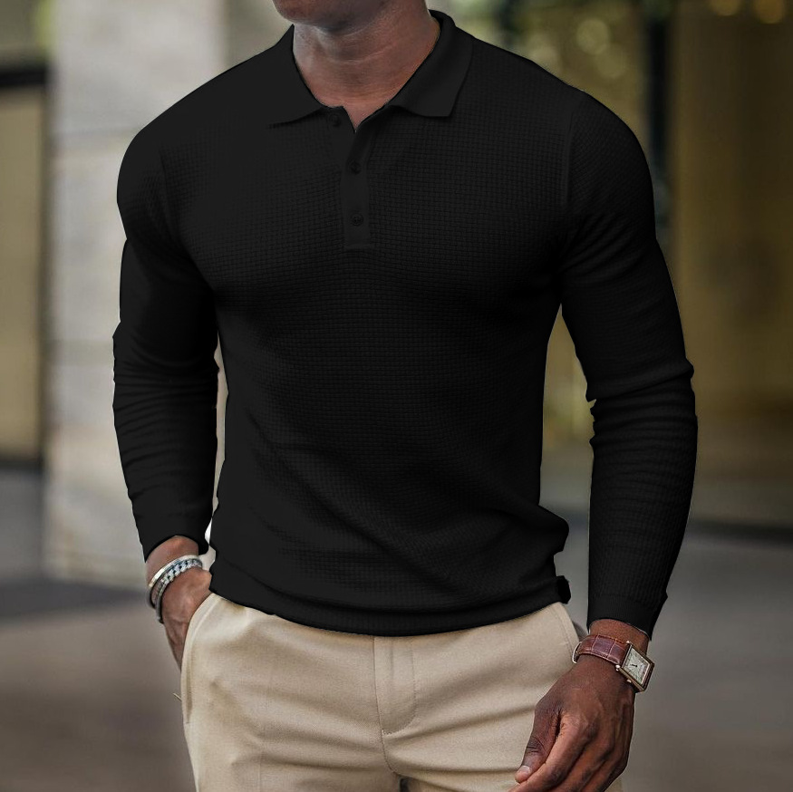 Comercio exterior transfronterizo primavera nuevos hombres de manga larga con botones POLO camisa hombres europeos y americanos moda casual top hombres