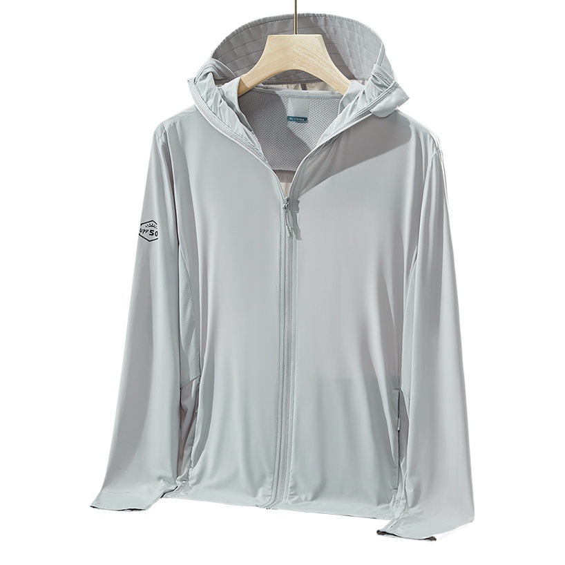 Sun Protection Clothing for Men with Large Brim, Ice Silk, Elastic and Breathable, Upf50+ Uv Protection, Solid Color Fishing Clothing for Men, Ice-Feel Outdoor Wear