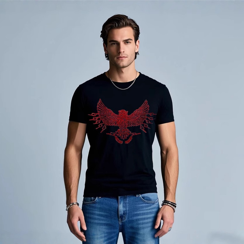 Spring and Summer New Popular Trendy Brand Pp Plein Modified Breathable Men's Round Neck T-Shirt Cool Stylish High Quality