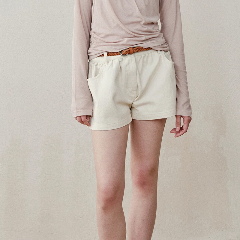 Fashionable Monthly Magazine American Sweet and Spicy Style Low Waist Pure Cotton Off-White A-Line Slimming Denim Skirt Pants for Women 2026 Summer