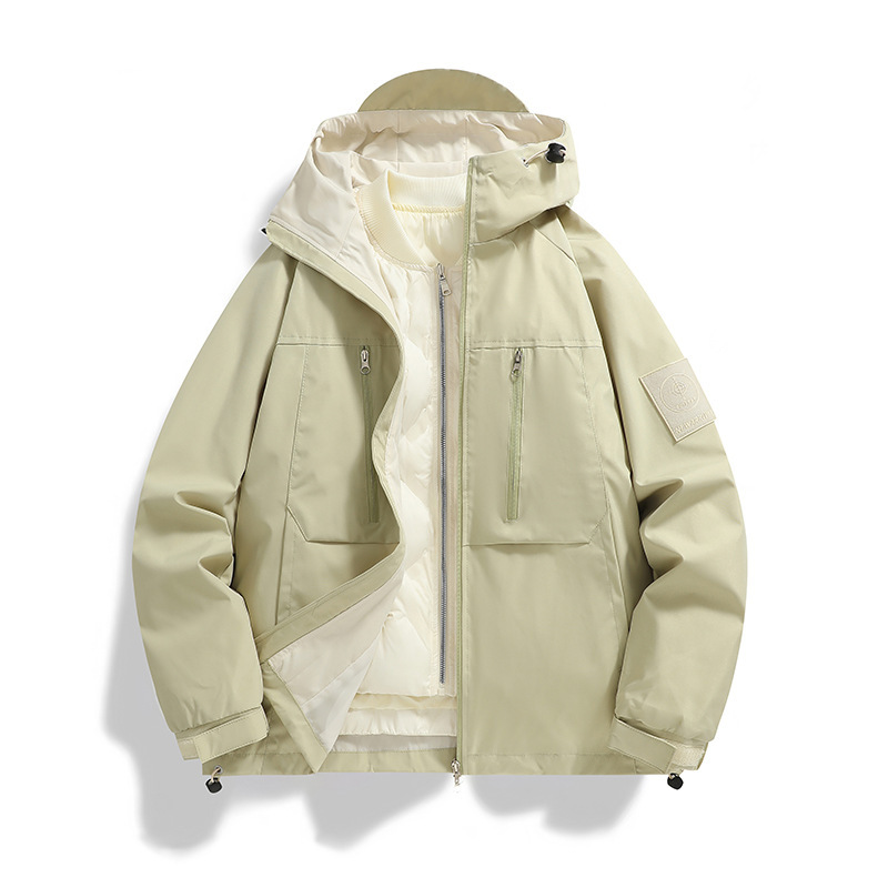 New Style Jacket Men's and Women's Autumn and Winter Outdoor Warm and Cold-proof Two-piece Combination Wear Method Water-splashing Windproof Jacket