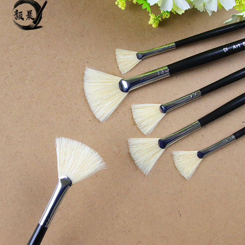 Pincel de cerdas de jabalí, pincel de pintura al óleo acrílico, pincel de pintura acrílica de acuarela gouache, pincel de abanico de cerdas de jabalí individual