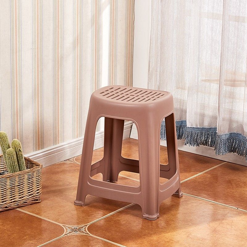 Taburete de plástico, banco para adultos engrosado para el hogar, mesa de comedor de moda, taburete cuadrado pequeño simple, fábrica de taburete alto económico, una pieza al por mayor image 4
