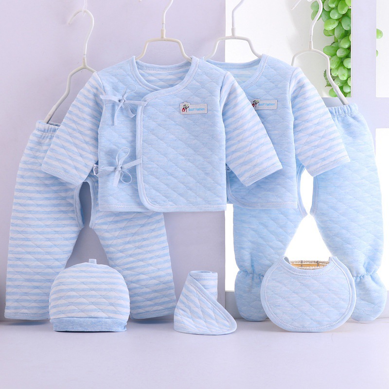 Autumn and winter Keep warm 7 Set of parts Underwear suit baby Underwear Newborn child full moon baby Gift box