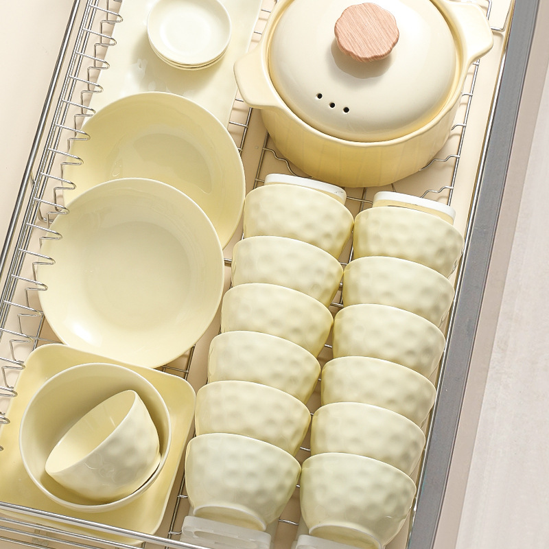 Juego de platos de colores bajo vidriado para el hogar, platos y platos de alto valor, juego de vajilla de estilo crema de alta calidad, regalo de inauguración