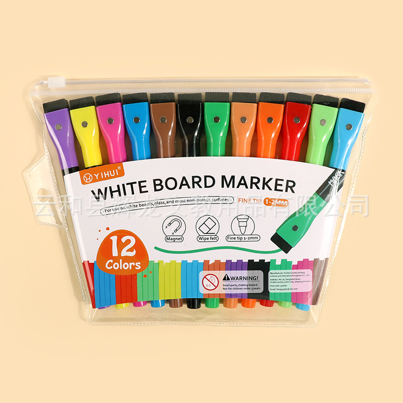 Venta al por mayor pluma de pizarra magnética de gran capacidad de cabeza delgada de plástico a base de agua para niños pluma flotante borrable sin marcador pluma