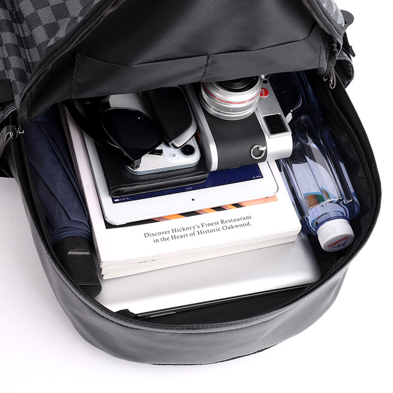 Mochila de tendencia de negocios a cuadros, mochila de computadora de viaje de gran capacidad, mochila de viaje, mochila de ocio para hombres