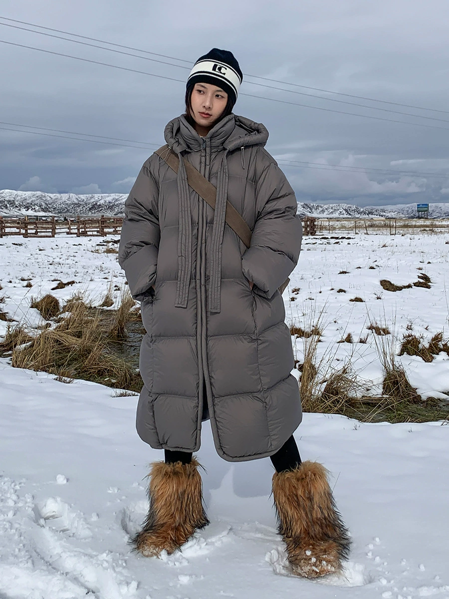 Зимний длинный пуховик, корейский стиль, максимальная длина