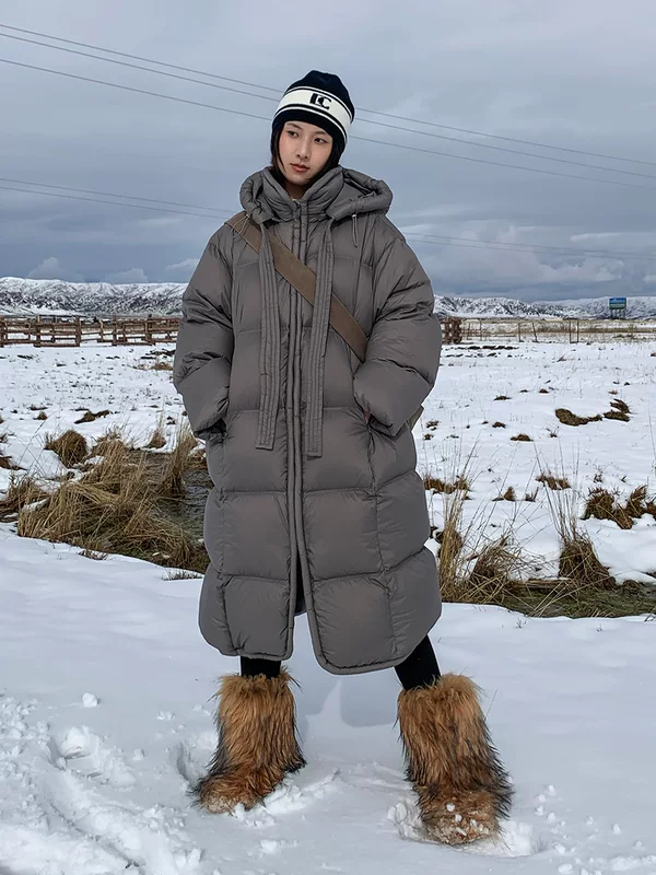 Зимний длинный пуховик, корейский стиль, максимальная длина