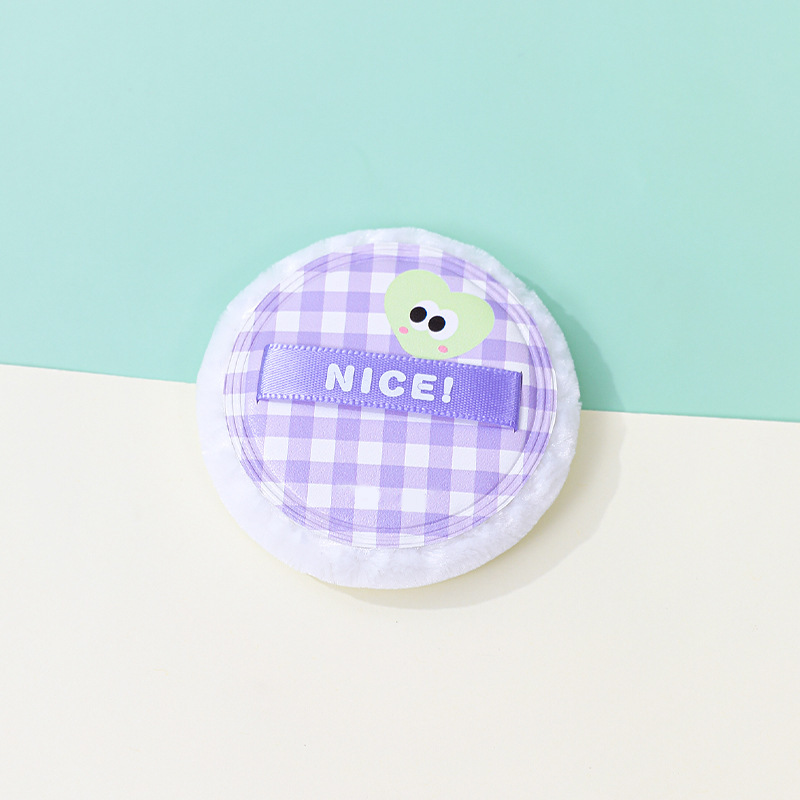 Customizado gran ojo bonito redondo polvo de vello corto no comer polvo de blush grueso polvo de maquillaje polvo de esponja de maquillaje polvo de blush