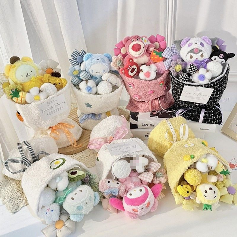 Teacher's Valentine's Day Gift: Strawberry Bear Kuromi Plush Doll Bouquet for Children, Girlfriend's Birthday Gift Teacher's Valentine's Day Gift: Strawberry Bear Kuromi Plush Doll Bouquet for Children, Girlfriend's Birthday Gift