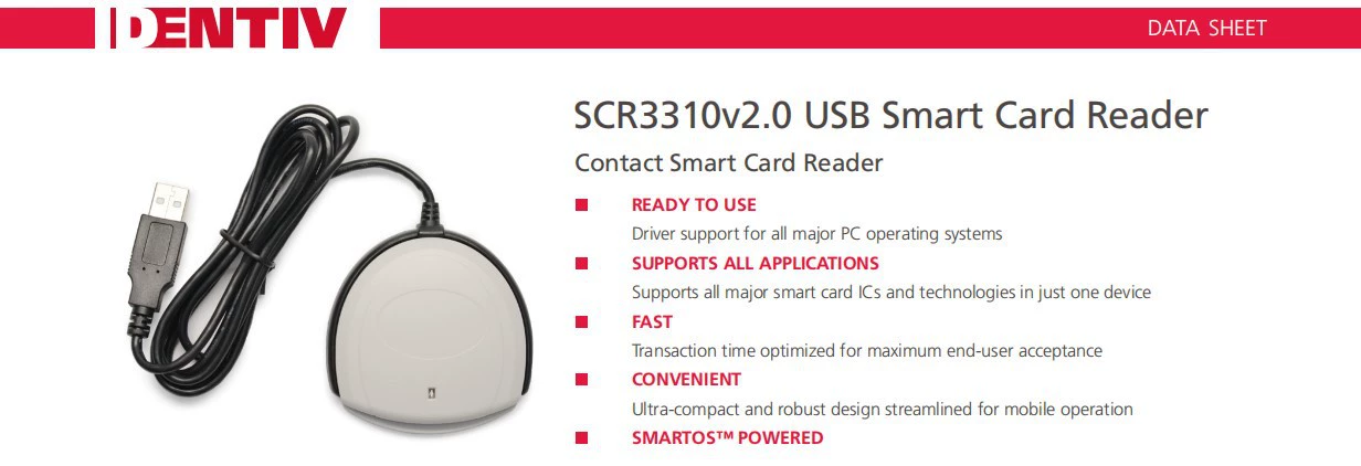 [SCR3310 v2.0 Identiv USB Type-C считыватель смарт-карт, идеален для]