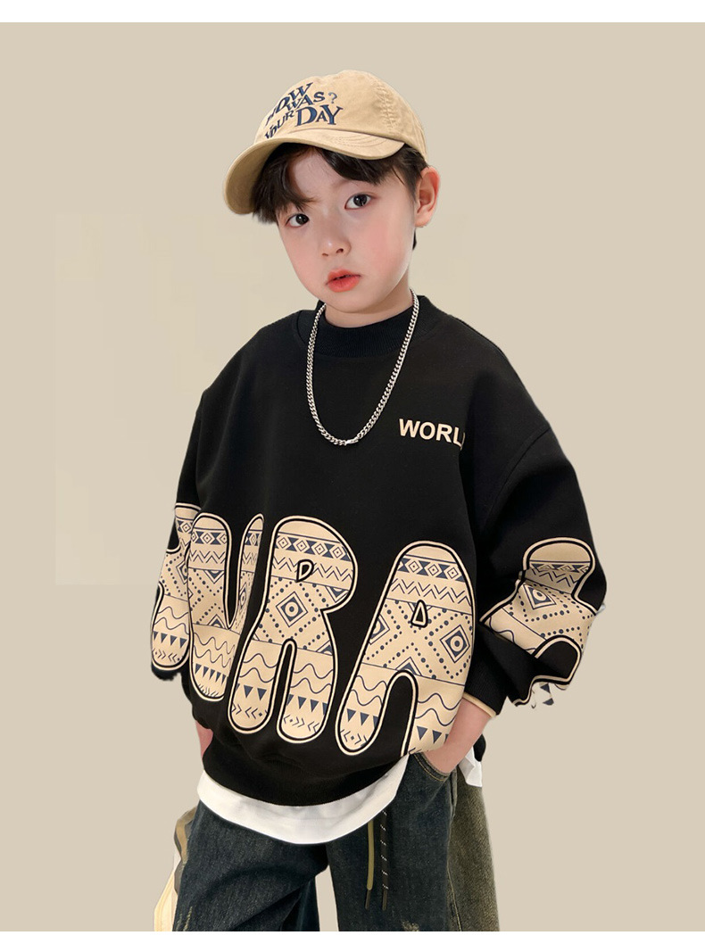 Drengetøjsmærke hættetrøje 2024 ny forårstop, mellemstørrelse børns efterårstøj, trendy og eksplosiv street style_voghion.com