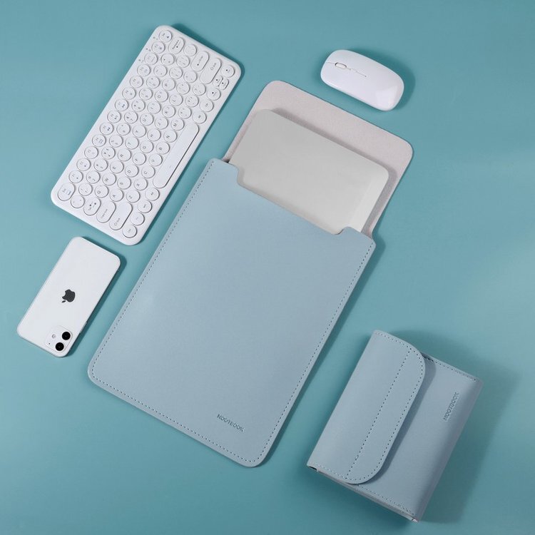 New notebook liner bag pu leather men's and women's Macaron color car stitching hand bag mouse bag embossed logo