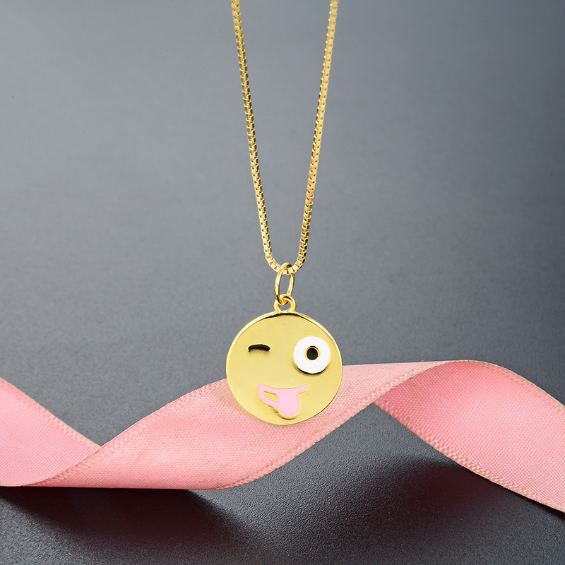 Accesorios emoticon de goteo de moda europea y americana comercio exterior transfronterizo lengua de plata esterlina juguetona colgante redondo para mujeres